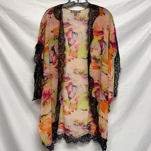 Kate & Mallory Sheer Floral Cover Up Duster SZ XL